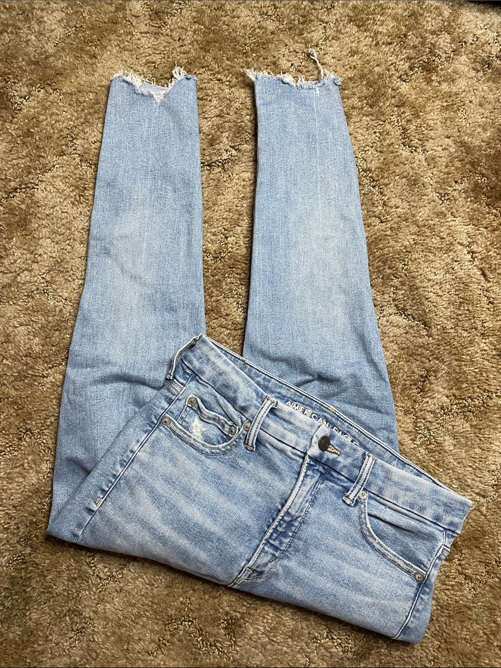 American Eagle The Luxe Jean Light Wash Super Hi Rise Size 8 Xtra Short